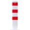 Barrier bollard | Steel tube  193 x 3.6 mm | stationary | for dowel fixing | hot-dip galvanized and white coatedwith three red reflecting stripes | total length: 1000 mm | with welded steel cap